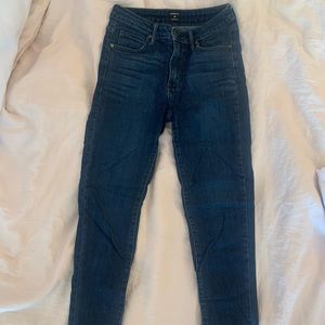 Dark Wash Raw Hem Denim Skinny Jean